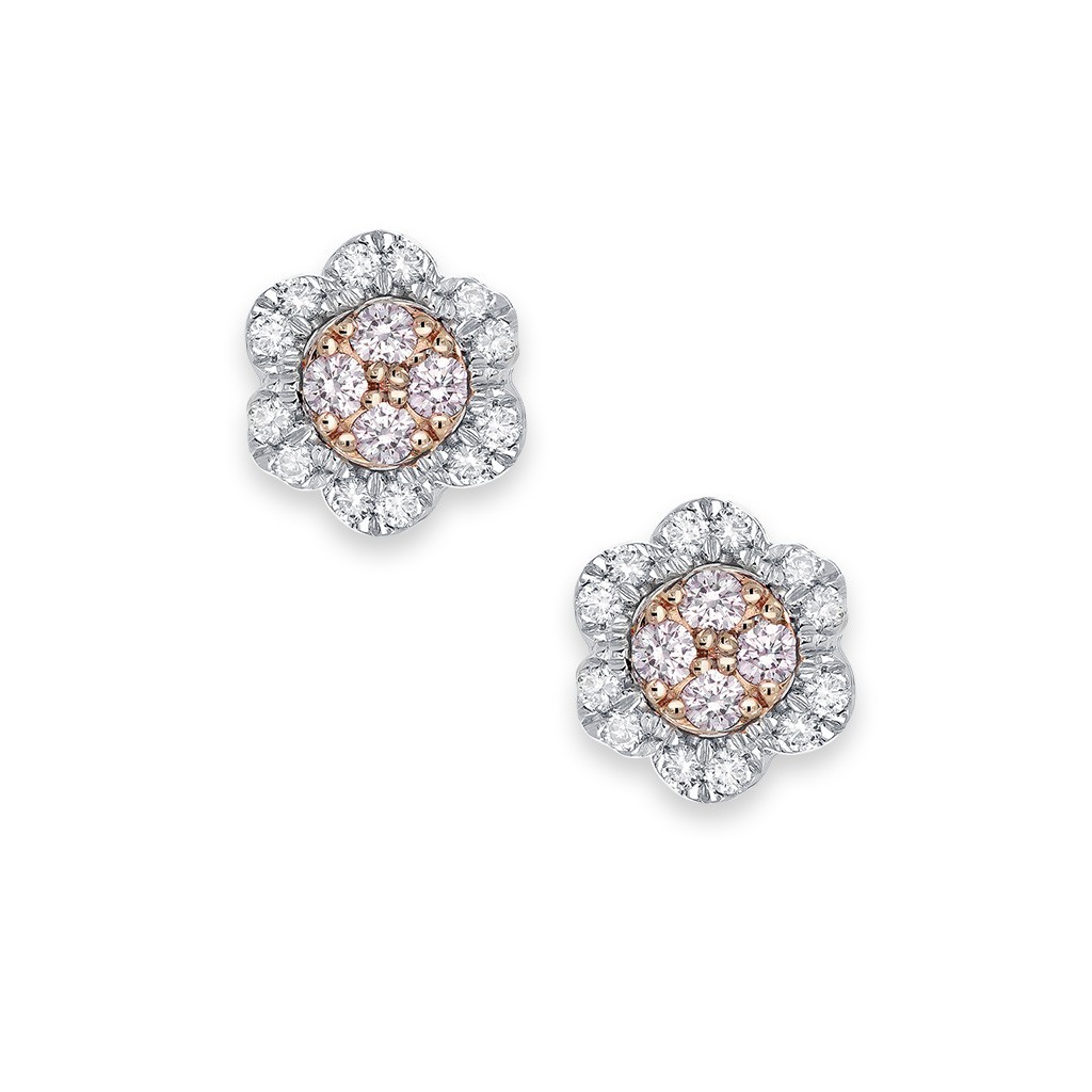 White &#038; Argyle Pink Diamond Blush Lucy Flower Earrings