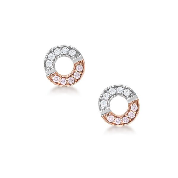 White & Argyle Pink Diamond Blush Gemini Circle Earrings | BPE-RDNSB0601