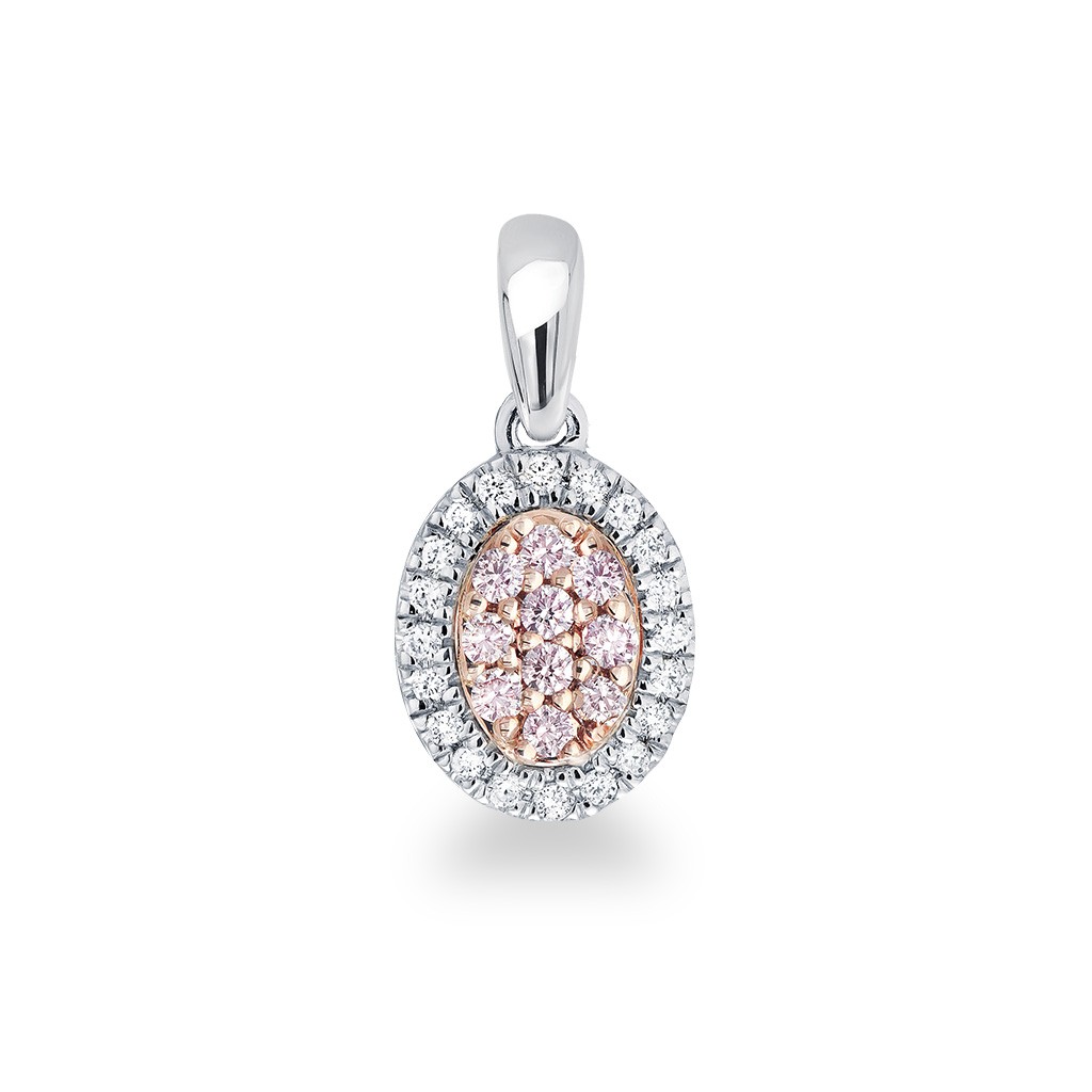 White &#038; Argyle Pink Diamond Blush Lea Halo Pendant