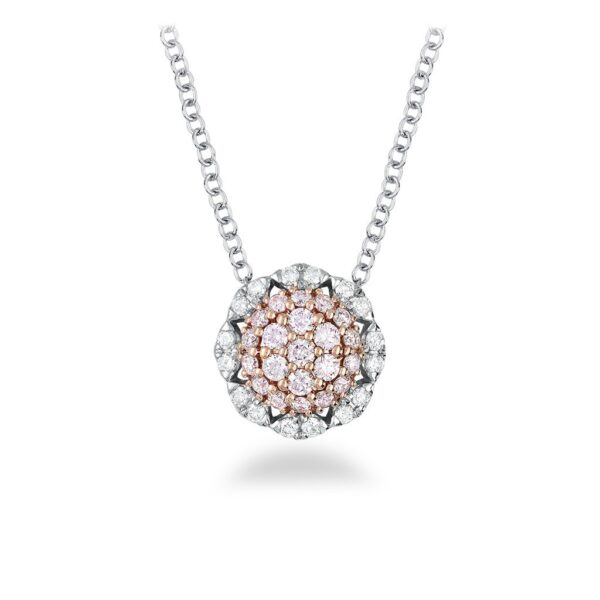 White & Argyle Pink Diamond Blush Jasmine Halo Pendant | BPP-RDCNB0201