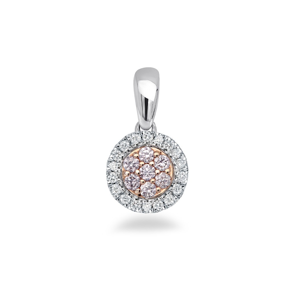 White & Argyle Pink Diamond Blush Eloise Halo Pendant