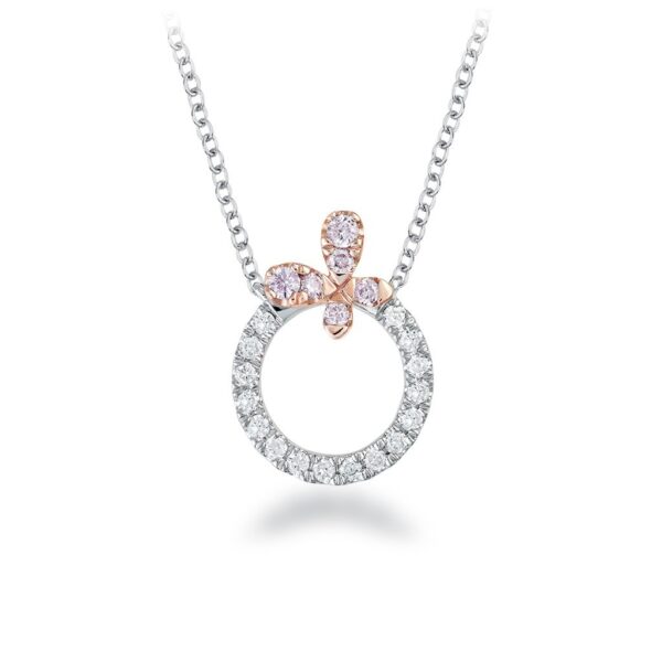 White & Argyle Pink Diamond Blush Petali Circle Pendant | BPP-RDNNB0601