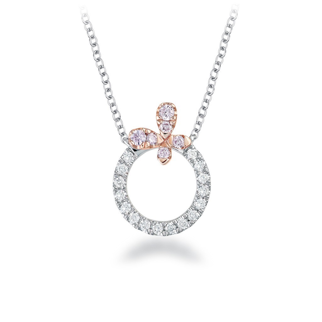 White & Argyle Pink Diamond Blush Petali Circle Pendant