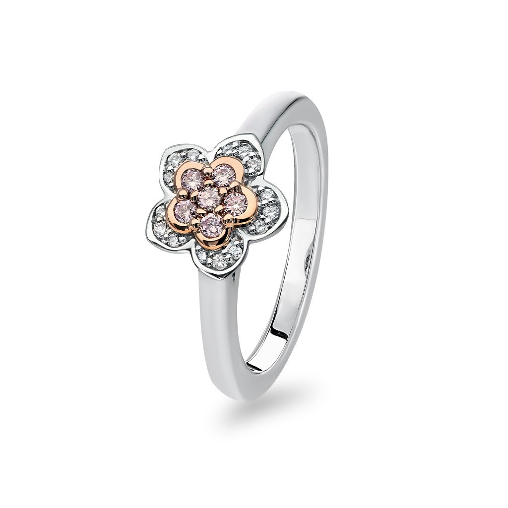 White &#038; Argyle Pink Diamond Blush Taya Flower Ring