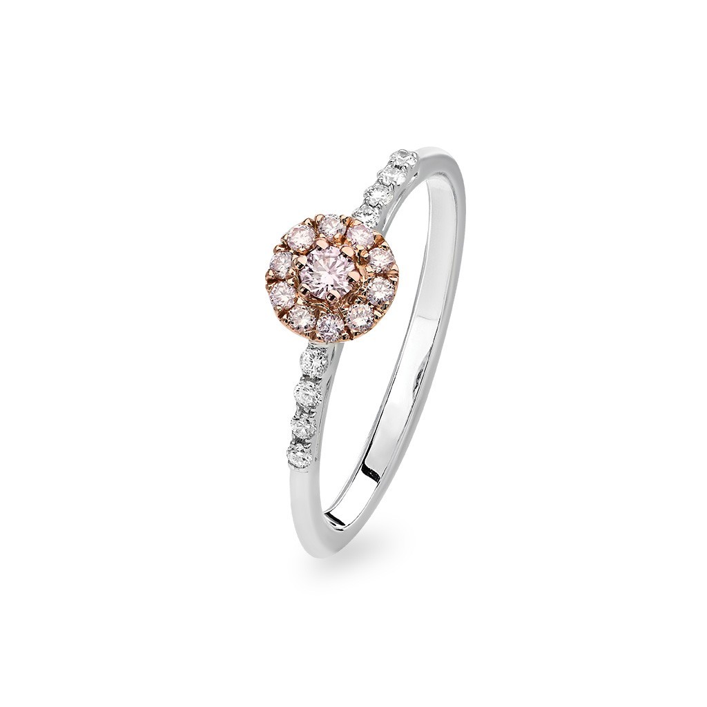 White &#038; Argyle Pink Diamond Blush Rose Classic Halo Ring