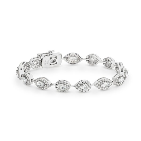 Leyla Rose Cubic Zirconia Silver Fancy Halo Crystal Bracelet | LR-B16