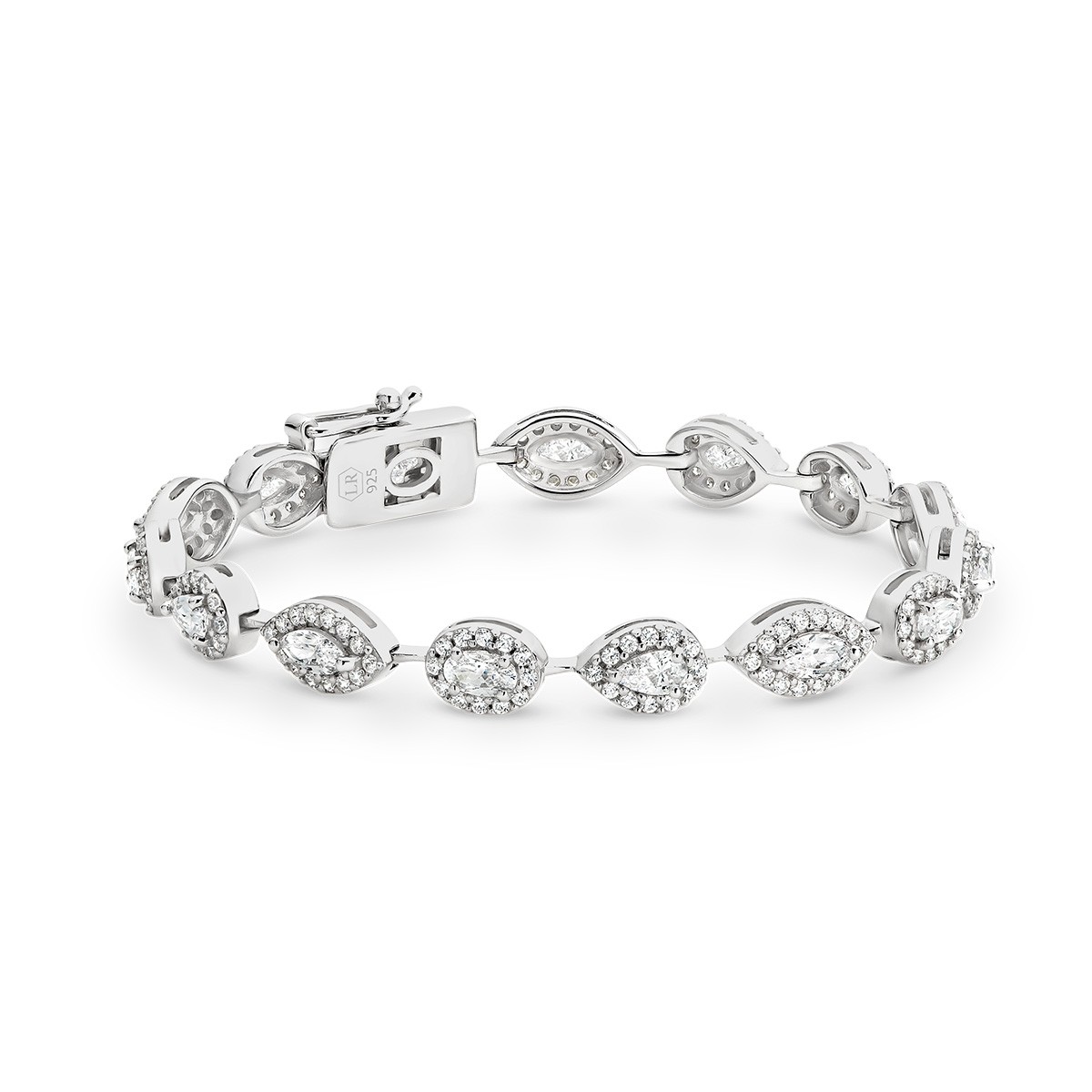 Cubic Zirconia Silver Fancy Halo Crystal Bracelet