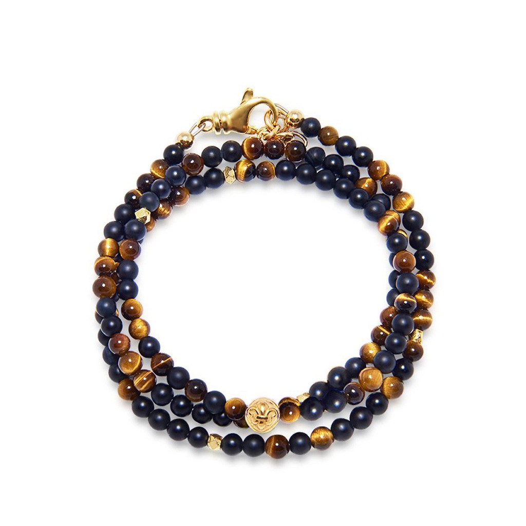 Nialaya The Mykonos Collection - Brown Tiger Eye and Matte Onyx