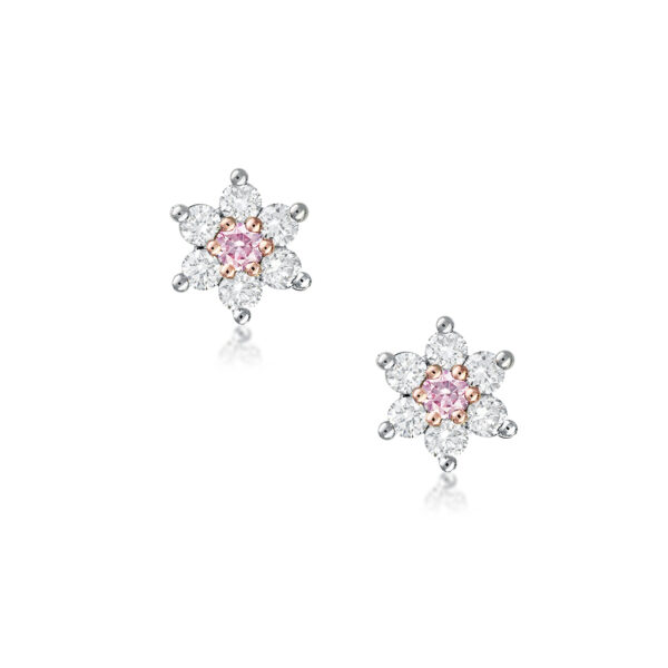 Kimberley White & Argyle Pink Peony Petite Earrings