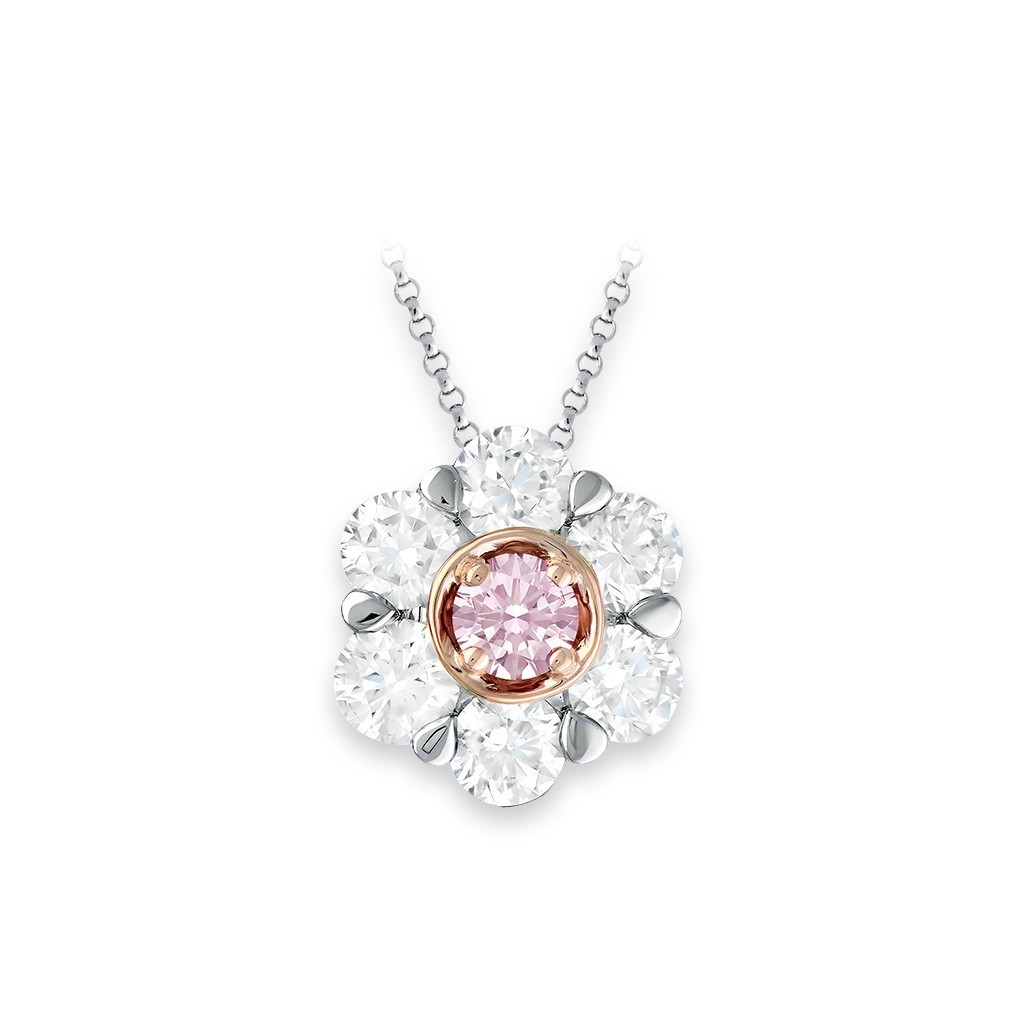 Kimberley White &#038; Argyle Pink Diamond Peony Pendant