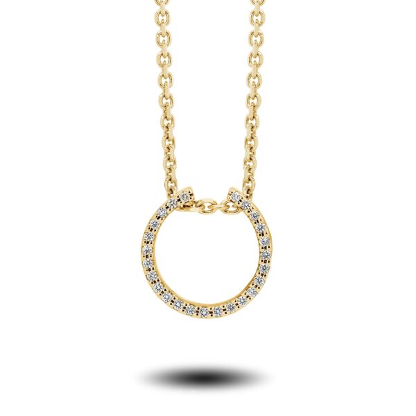 Petite Open Circle Diamond Pendant in Yellow Gold | 233386 YG