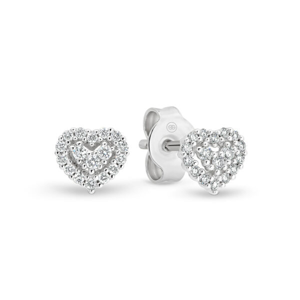 Petite Heart Diamond Cluster Stud Earrings | 736152 WG