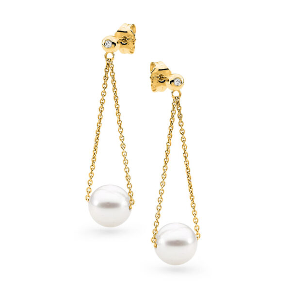 Allure South Sea Pearl Bezel Set Chain Loop Earrings | Model: E119Y08W