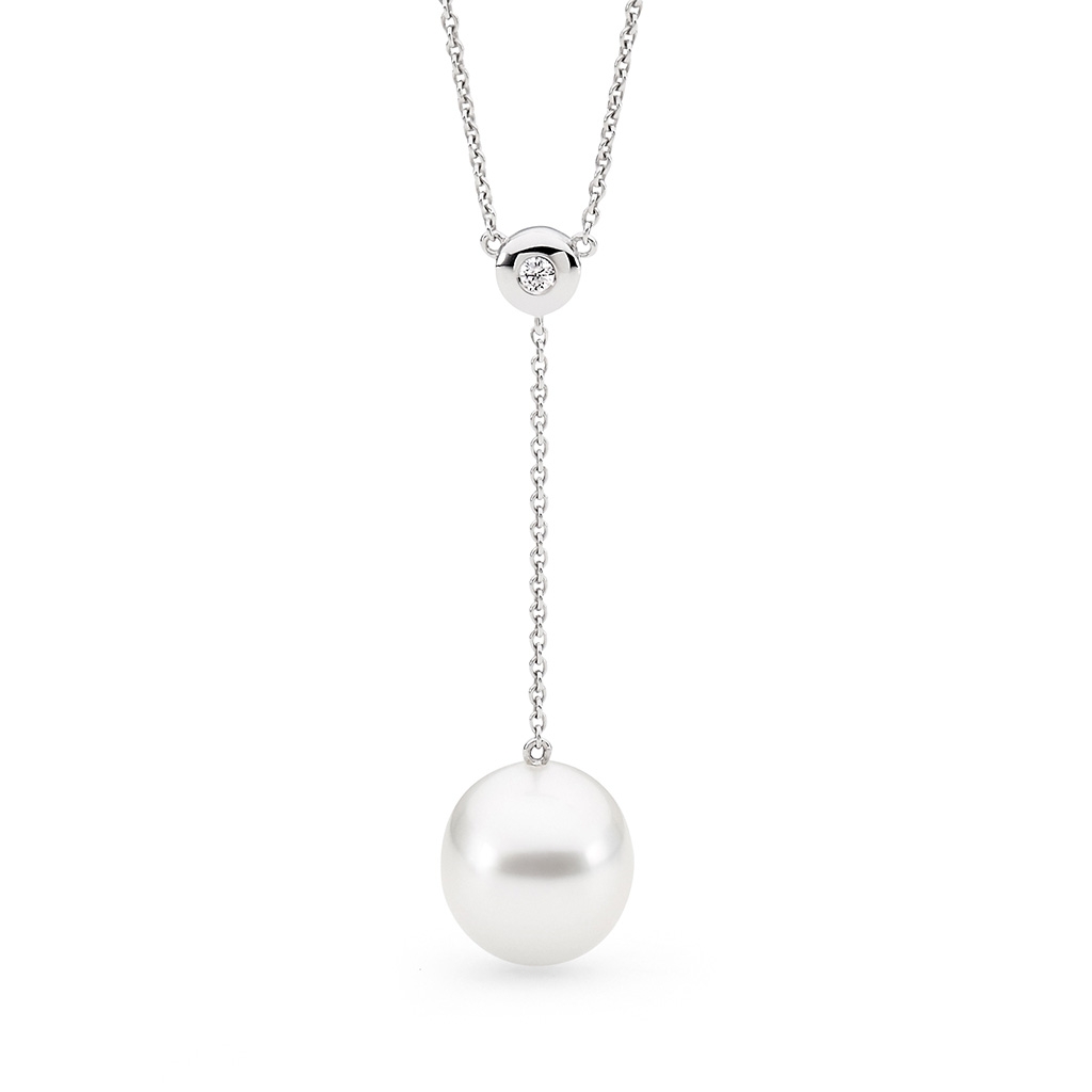 Allure South Sea Pearl Bezel Set Diamond Y-Necklace