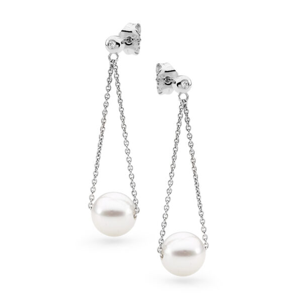 Allure South Sea Pearl Bezel Set Chain Loop Earrings - E119W08W