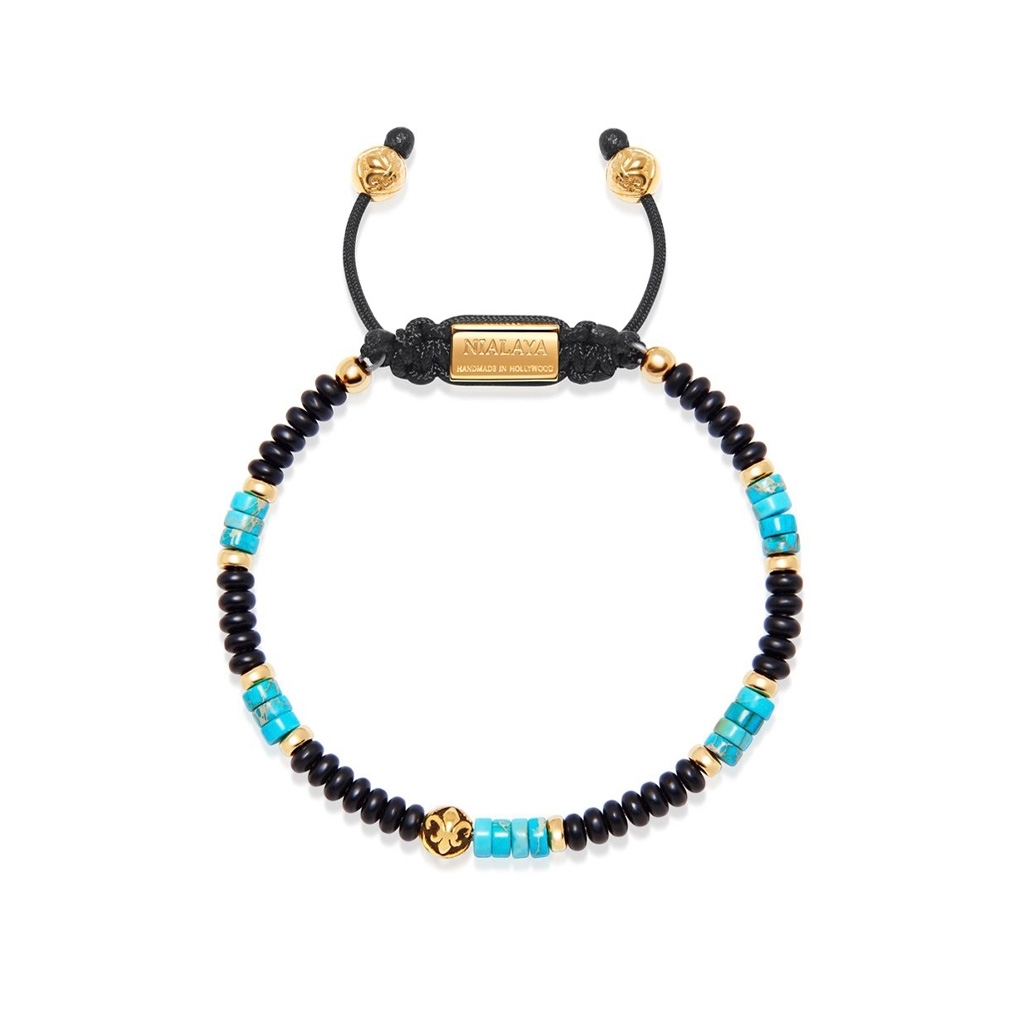 Nialaya Heishi Bead Collection - Black and Turquoise
