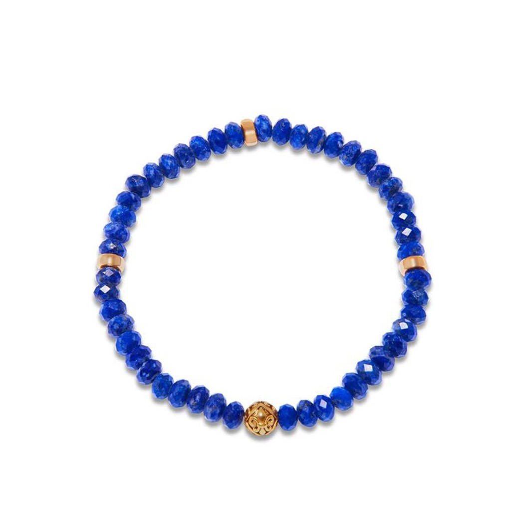 Nialaya Men&#8217;s Wristband with Faceted Blue Lapis