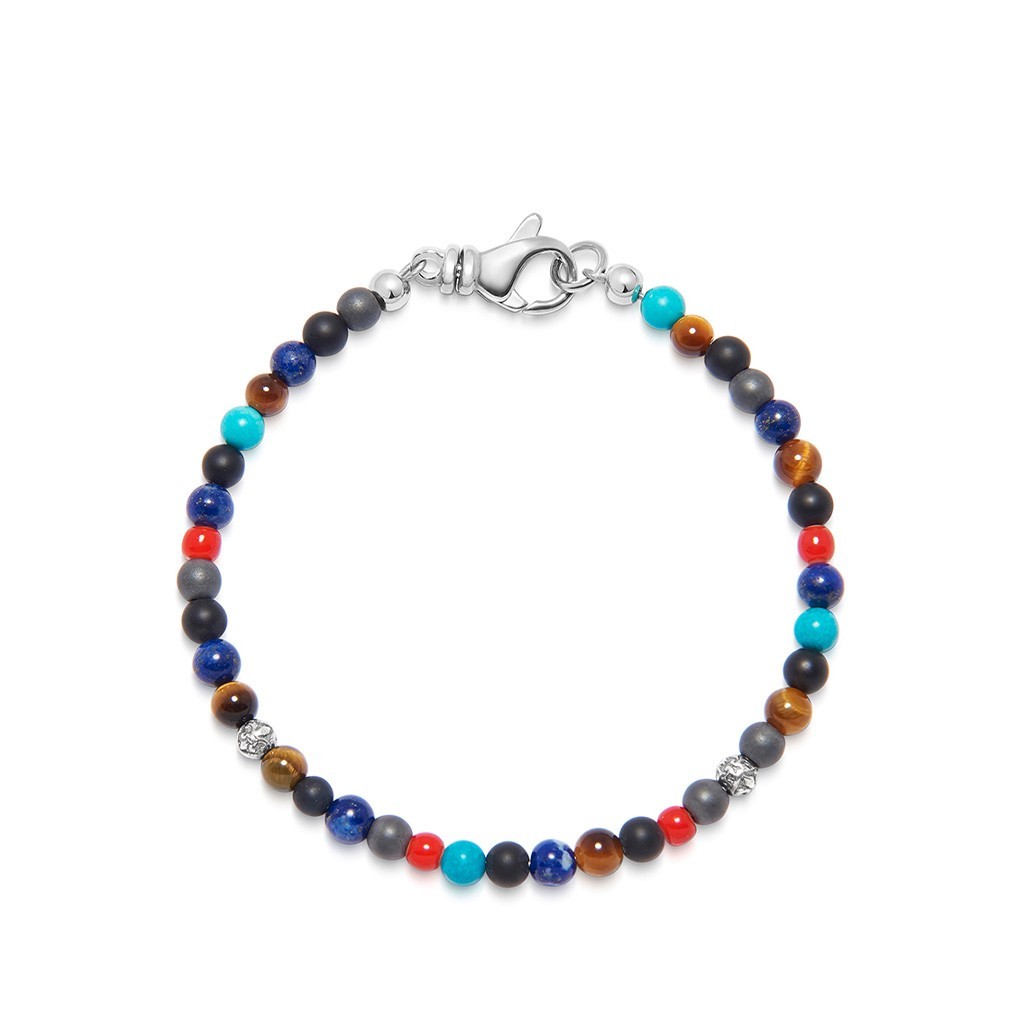 Nialaya The Mykonos Collection - Turquoise, Red Glass Beads, Blue Lapis, Hematite and Onyx