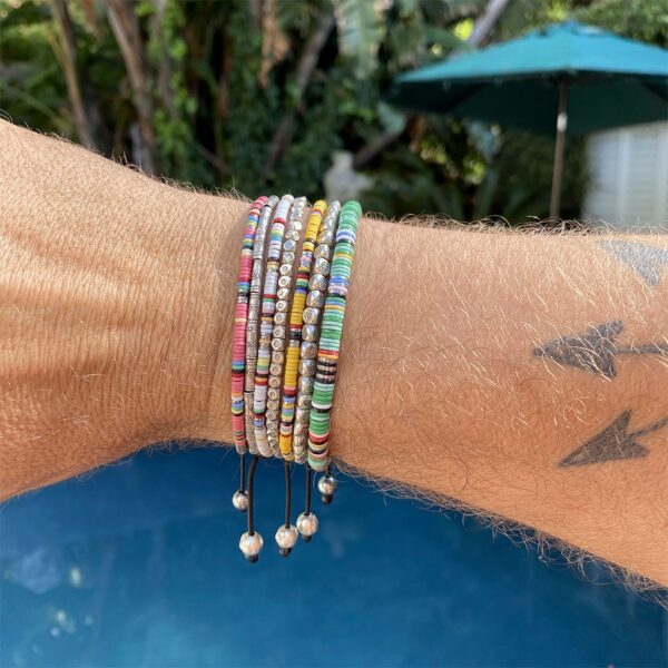 Nialaya The Tulum Collection - Men's Beaded Bracelet with Green Disc Beads | MCRS_012