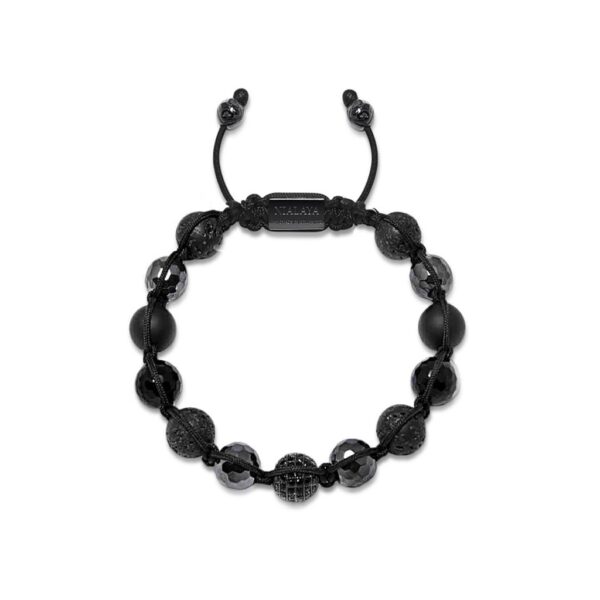 Nialaya Men's Beaded Bracelet with Black CZ Diamond, Lava Stone, Matte Onyx and Agate | MCZ10ST_029
