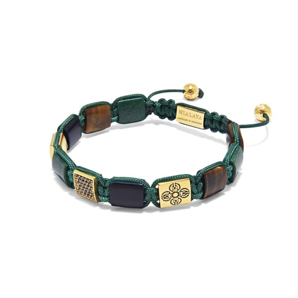 Nialaya The Dorje Flatbead Collection - Green African Jade, Matte Onyx, and Brown Tiger Eye | MLUXPL_085