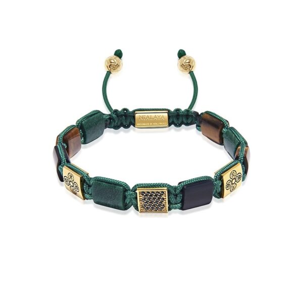 Nialaya The Dorje Flatbead Collection - Green African Jade, Matte Onyx, and Brown Tiger Eye | MLUXPL_085