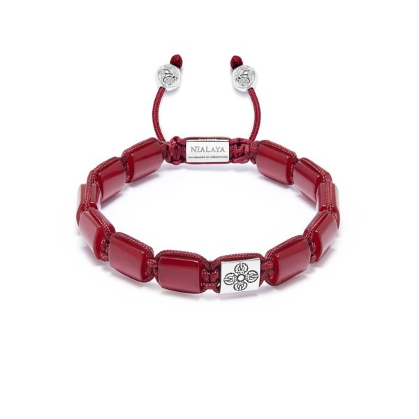 Nialaya The Dorje Flatbead Collection - Red Jade and Silver MLUXPL_113