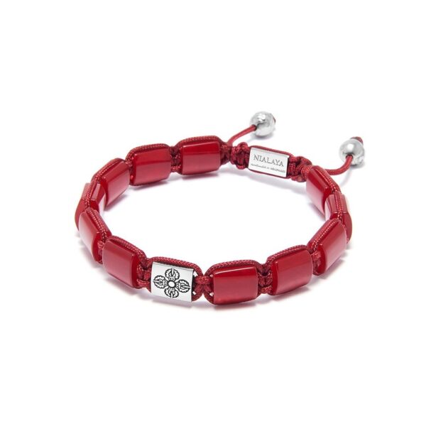 Nialaya The Dorje Flatbead Collection - Red Jade and Silver MLUXPL_113