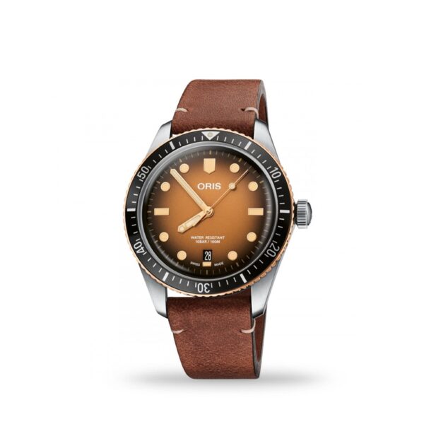 Oris Divers 65 Brown Dial with Brown Leather Strap 73377074356LS