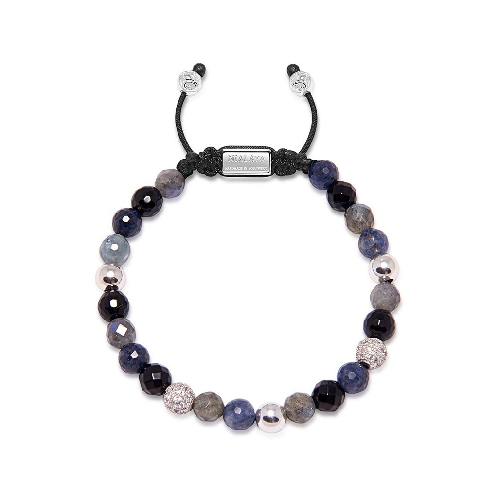 Nialaya Women's Beaded Bracelet with Agate, Labradorite and CZ Stones