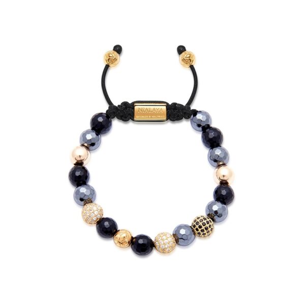 Nialaya Women's Beaded Bracelet with Hematite, Agate and Gold | WCZ8_010