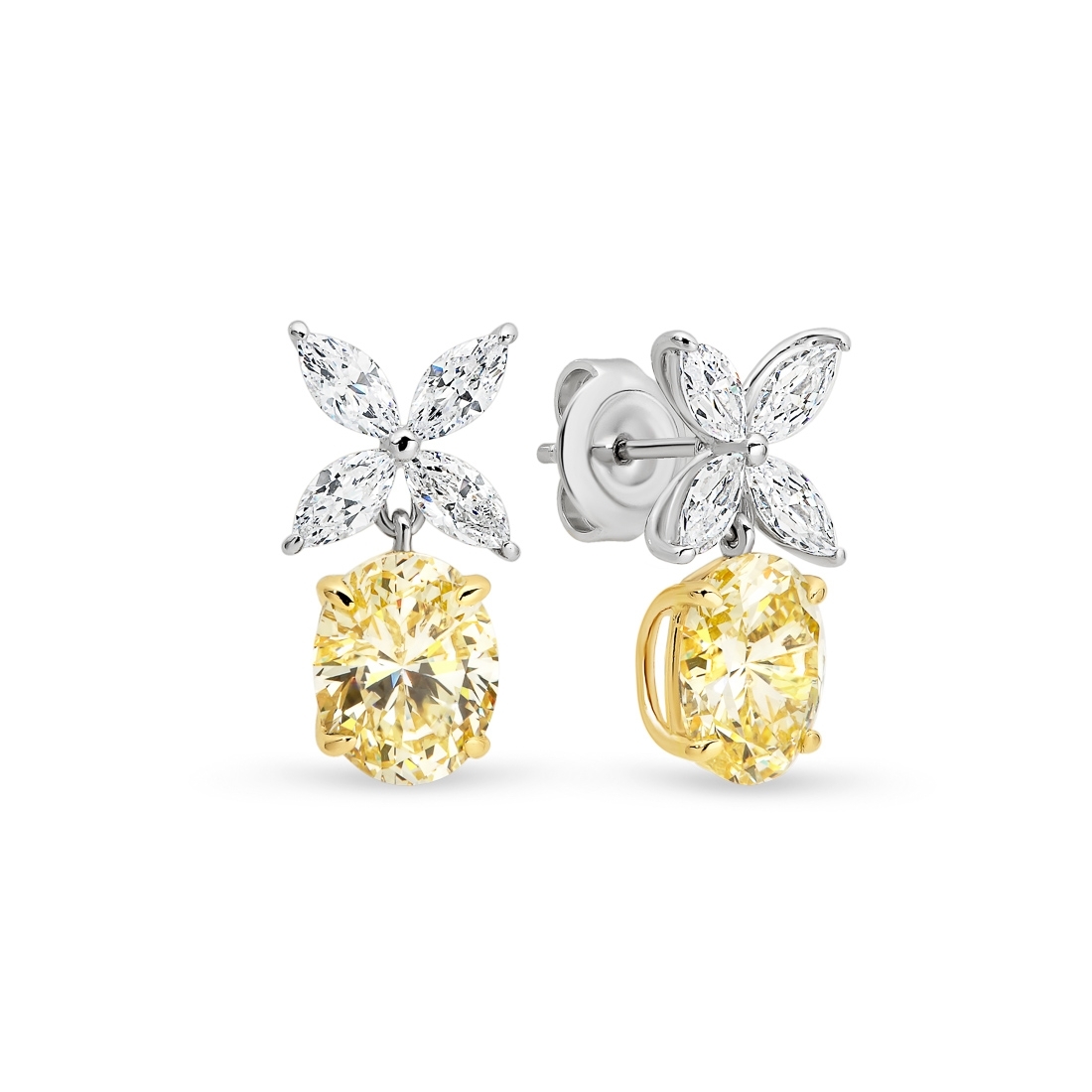 Yellow & White Cubic Zirconia Silver Penelope Earrings