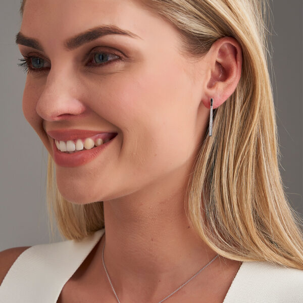 white gold elongated earrings