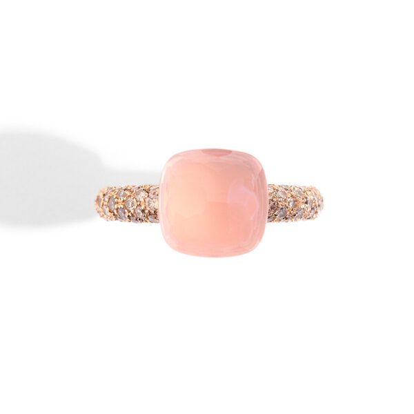 Pomellato Nudo Classic Champagne Diamonds & Rose Quartz Ring A.C004BRO6_QR