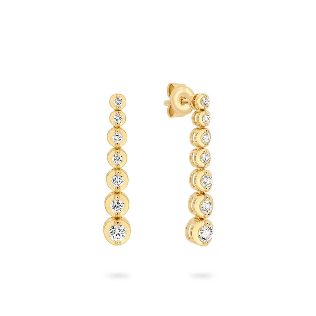 Classic Graduated Diamond Drop Earrings in Yellow Gold
