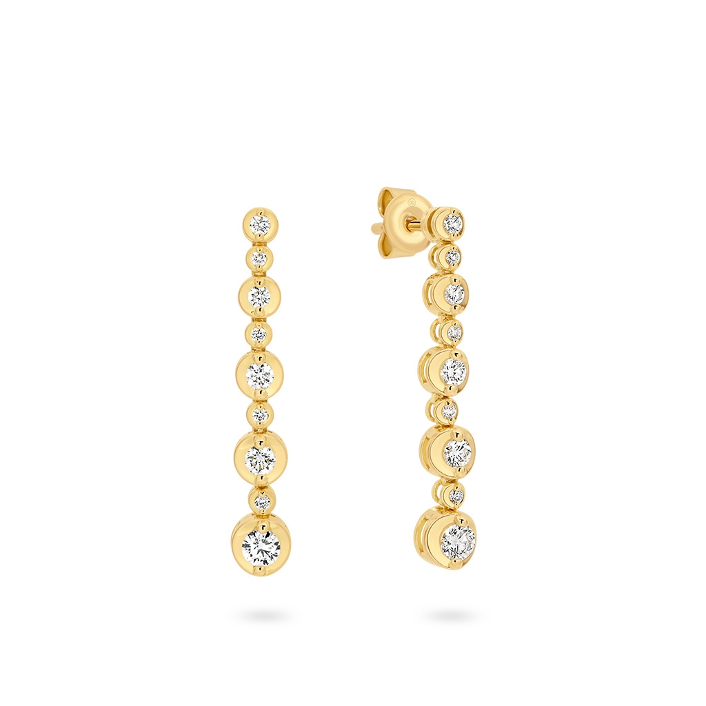 Classic Graduated Diamond Drop Earrings in Yellow Gold