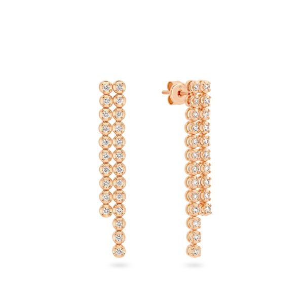 Two Row Classic Diamond Drop Earrings in Rose Gold - KJE1177