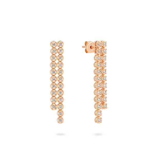 Two Row Classic Diamond Drop Earrings in Rose Gold - KJE1178 RG
