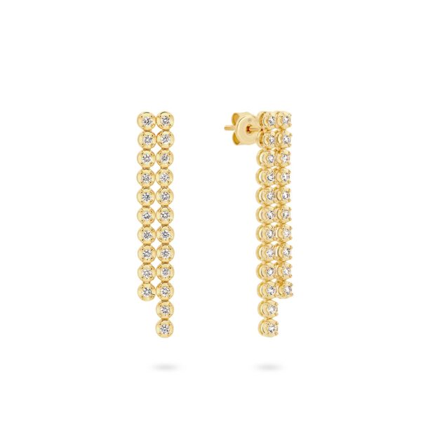 Two Row Classic Diamond Drop Earrings in Yellow Gold KJE1178-YG