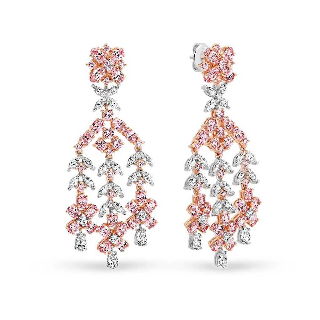 Pink & White Cubic Zirconia Silver Chandelier Sephora Earrings