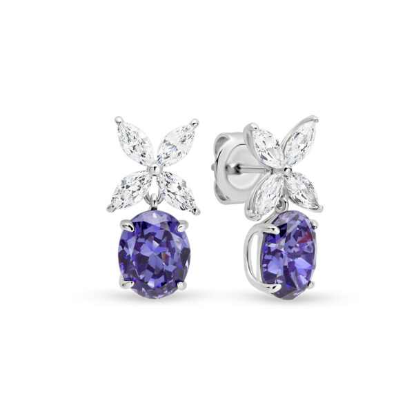 Leyla Rose Tanzanite Purple & White Cubic Zirconia Silver Penelope Earrings LR-ED79