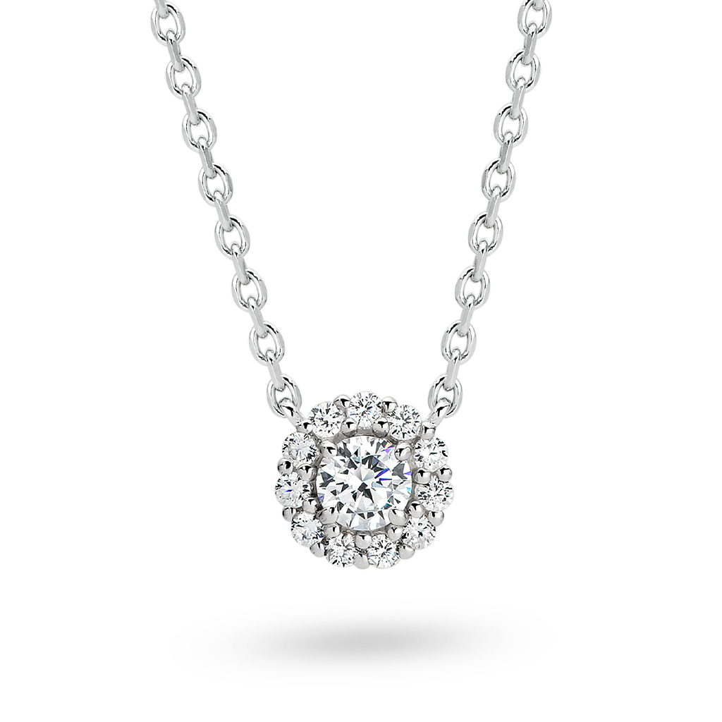 Cubic zirconia halo clearance pendant necklace