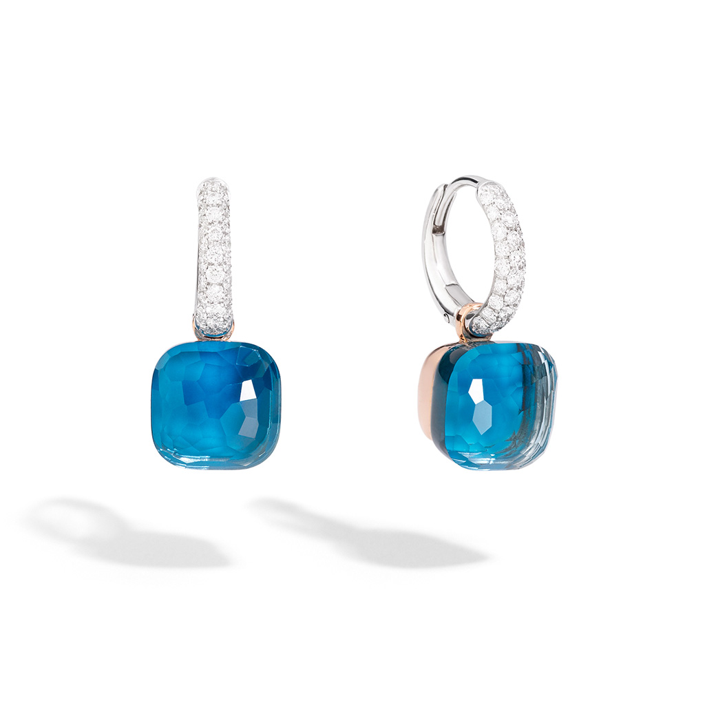 Pomellato Nudo London Blue Topaz & Diamond Earrings