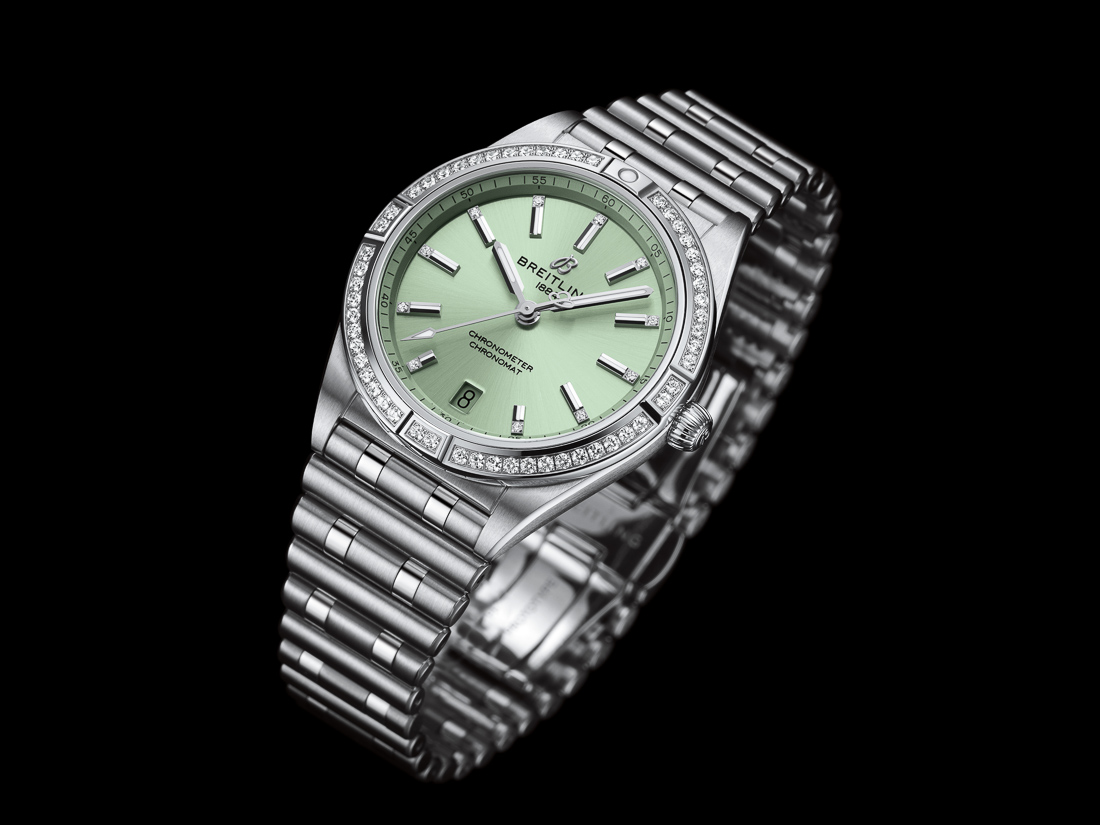 Breitling Chronomat Automatic Mint Green Diamond Dial 36mm Bracelet