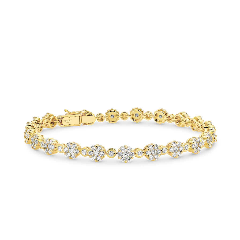 3.90ct Cluster Diamond Bracelet in Yellow Gold