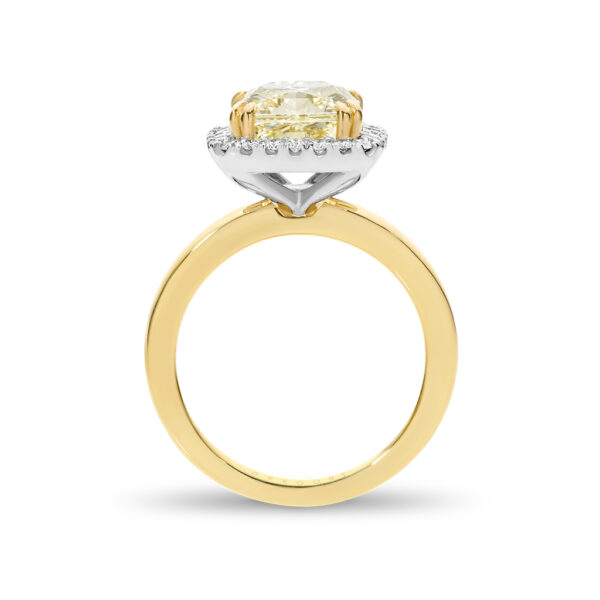 Cushion Cut Halo Yellow Diamond Engagement Ring