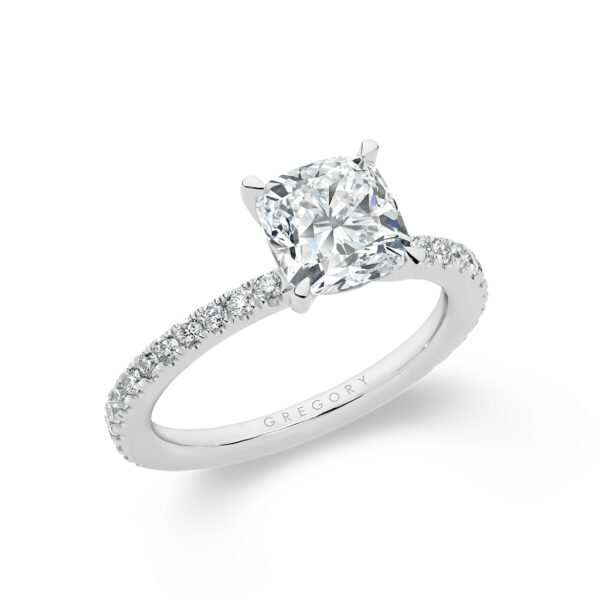 Cushion Square Diamond Band Engagement Ring