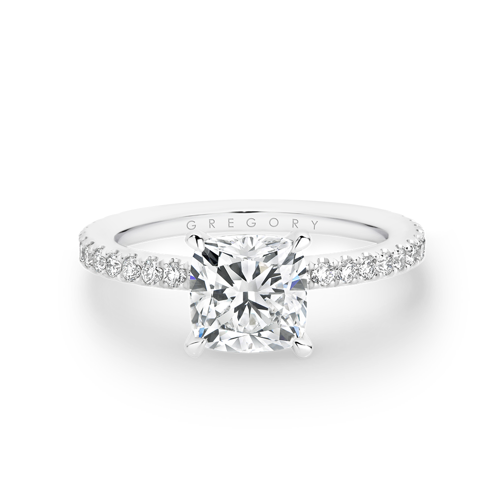 Cushion Square Diamond Band Engagement Ring