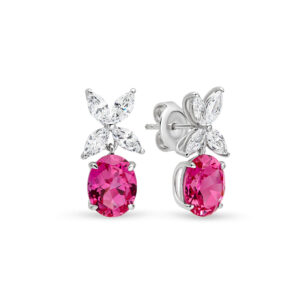 Leyla Rose Hot Pink & White Cubic Zirconia Silver Penelope Earrings LR-ED77
