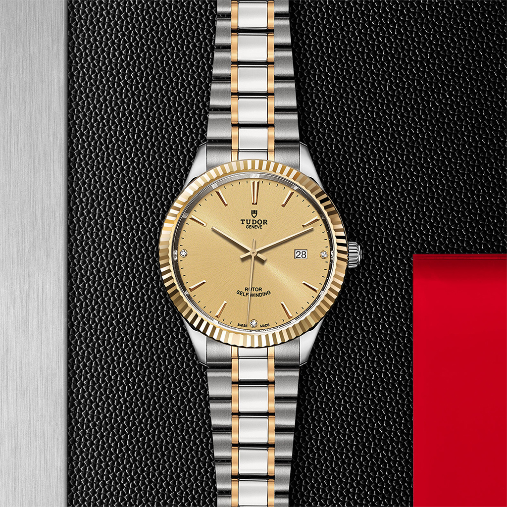 Tudor Style 41mm Champagne diamond dial Steel and Yellow Gold Bracelet